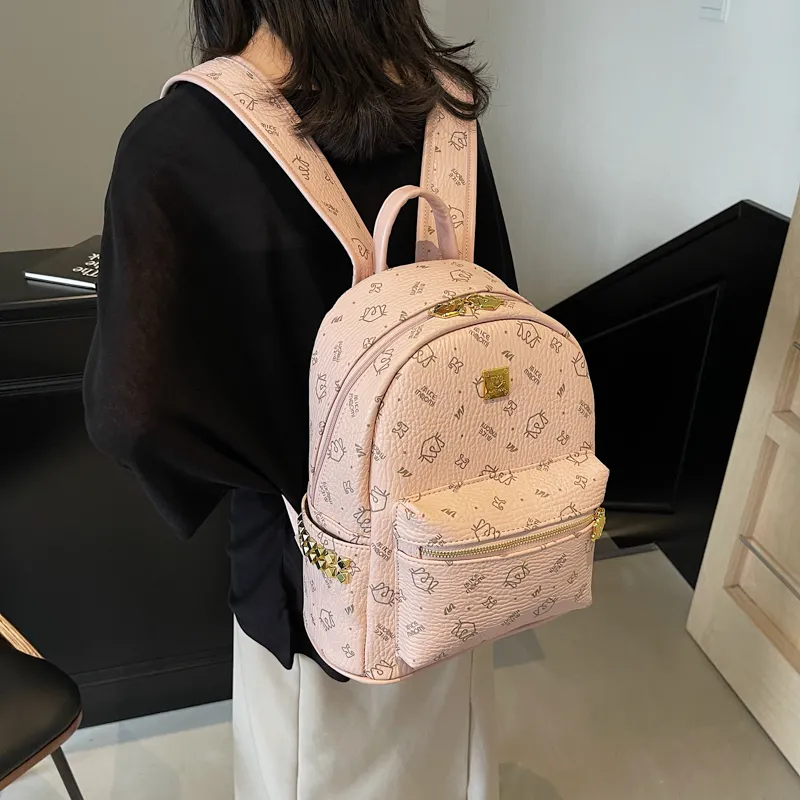 Yalu PU Backpack Tubas Women's Black/Khaki/Pink/Brown-4
