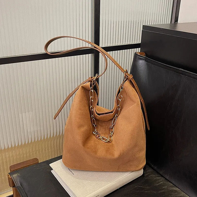 Yalu Suede Material Shoulder Bag Women's Brown/Coffee/Green/Black-14