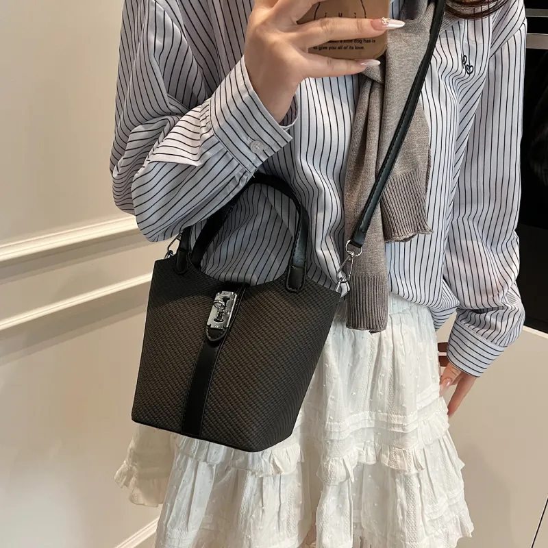 Yalu PU Bucket Bag, Shoulder Bag, Crossbody Bag, Handbag Regular Women's Black/Brown/Khaki/White-5