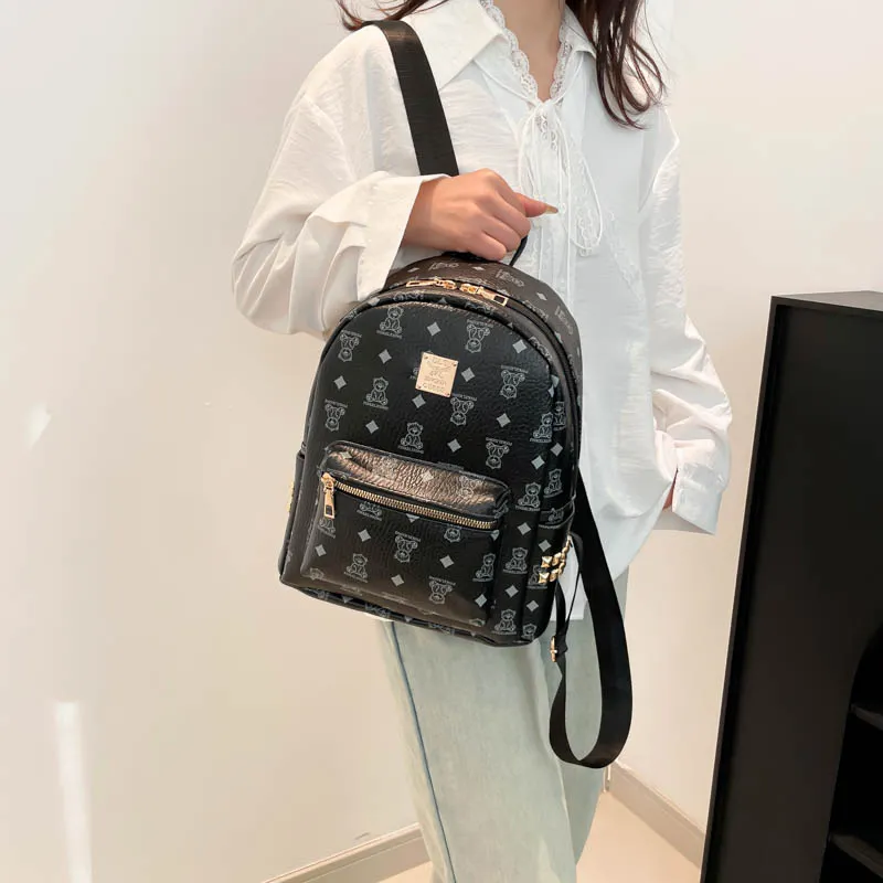 Yalu PU Backpack Regular Unisex Black/Brown/White-1