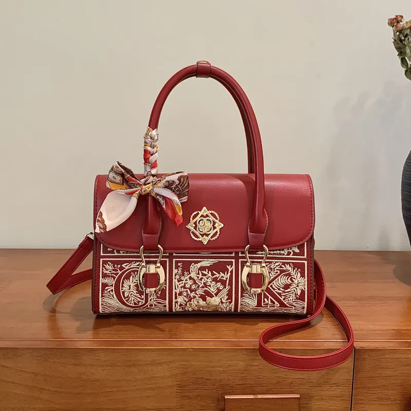 Yalu PU Crossbody Bag, Shoulder Bag, Handbag Regular Women's Red/Brown-2