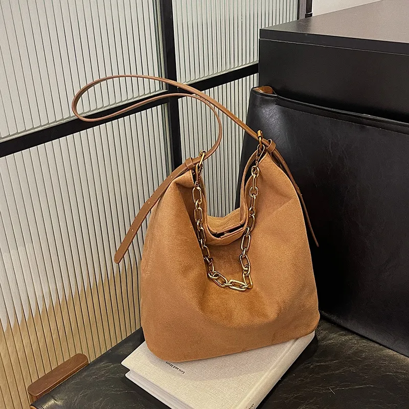 Yalu Suede Material Shoulder Bag Women's Brown/Coffee/Green/Black-13