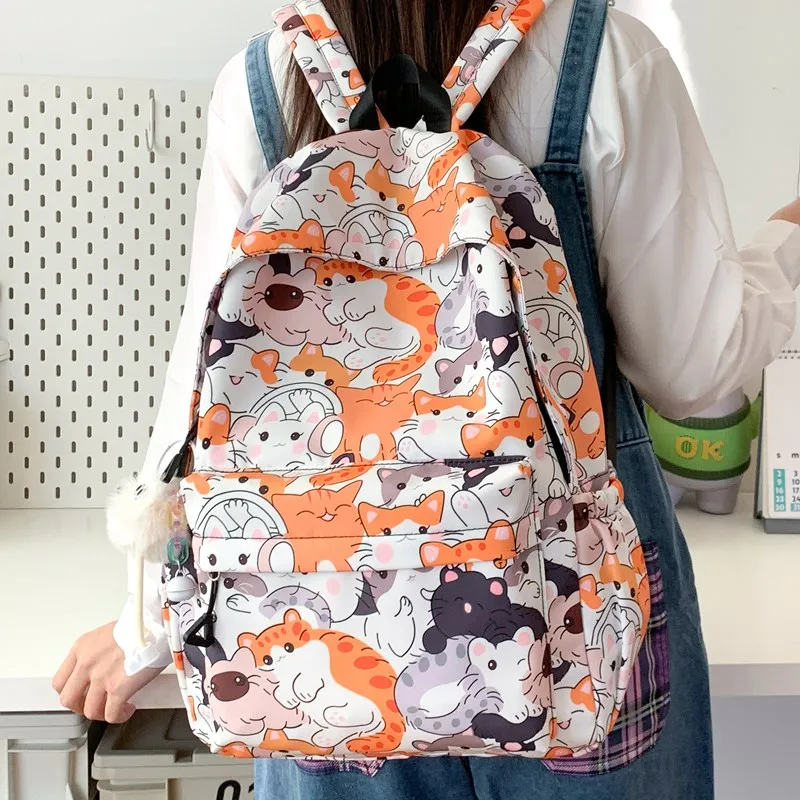 Yalu Nylon Fabric Backpack Regular Unisex Multicolor-10