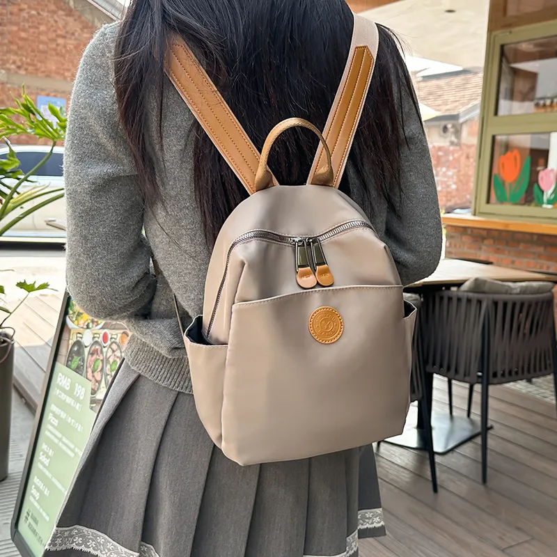 Yalu Nylon Backpack Regular Women's Gray/Black/Coffee-1