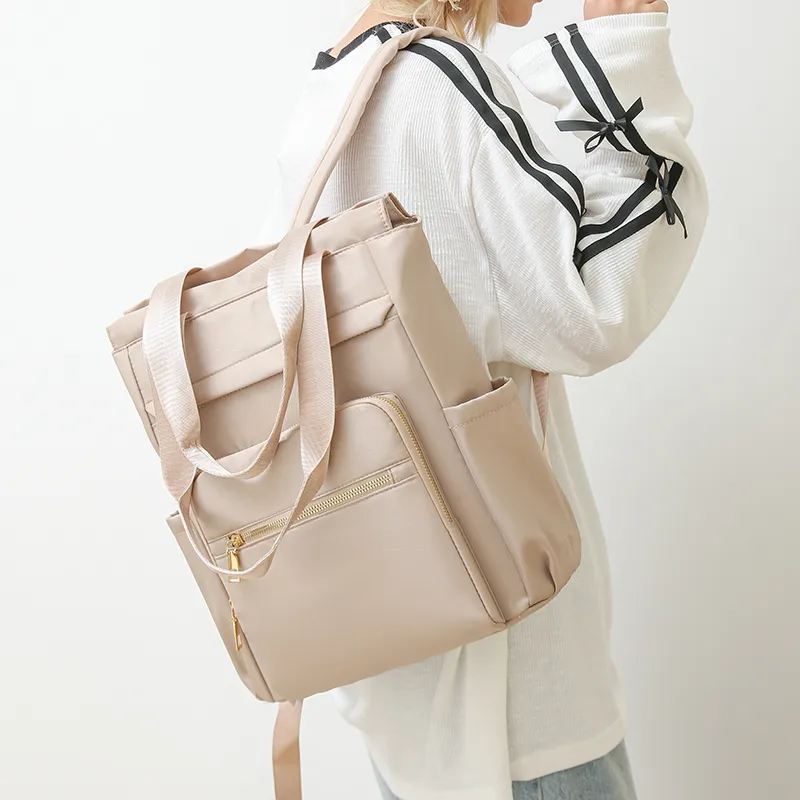 Yalu Nylon Fabric Backpack Women's Cherry Blossom Pink/Olive Green/Pearl White/Classic Black/Khaki/Coffee-24