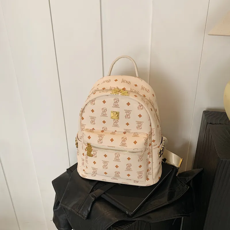 Yalu PU Backpack Tubas Women's Black/White/Brown/Pink-11