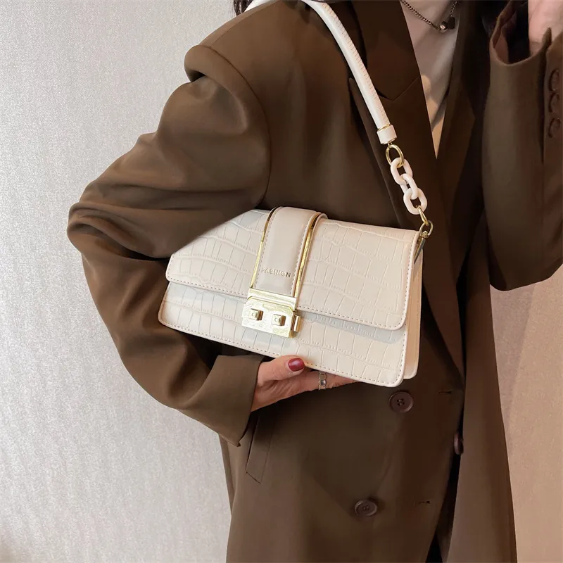Yalu PU Handbag Regular Women's White/Black-2