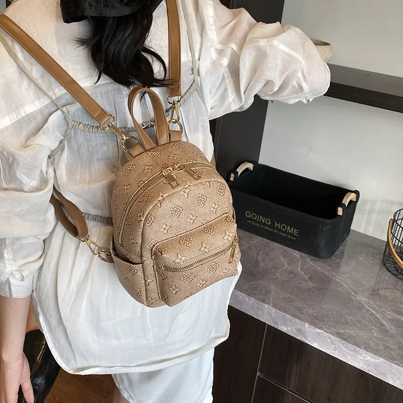 Yalu PU Backpack Women's White/Khaki/Coffee-4