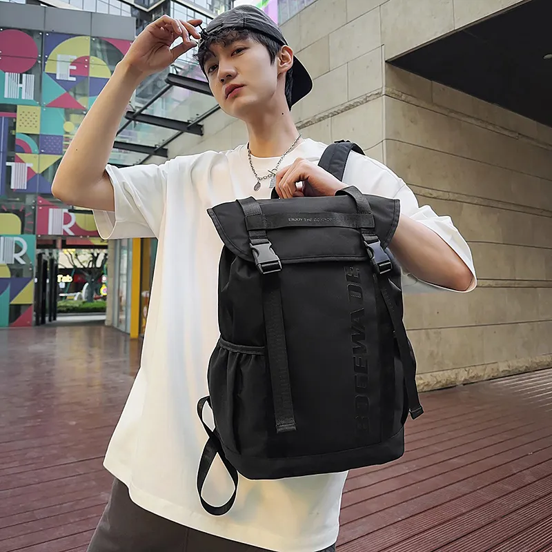 Yalu Nylon Backpack Unisex Light Grey/black/khaki-4
