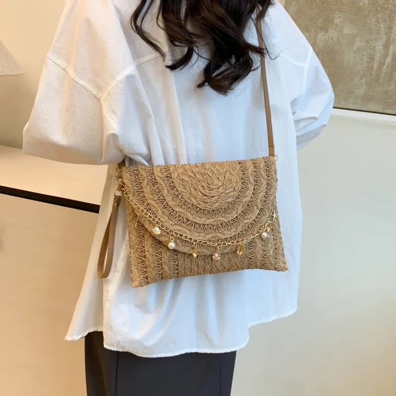 Yalu Woven Crossbody Bag Shoulder Bag Regular Women's Ecru/Khaki-8