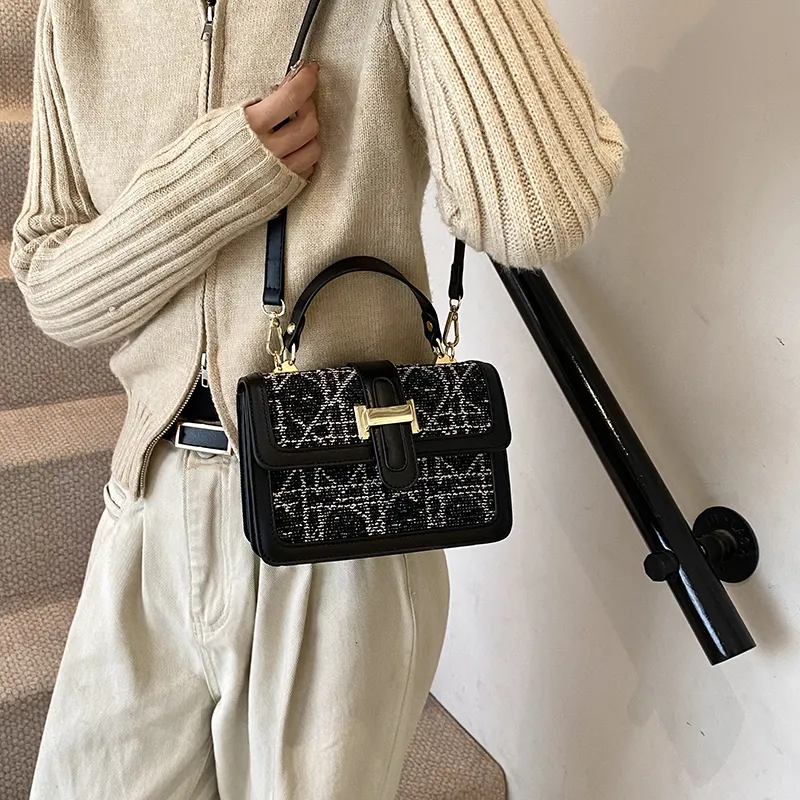 Yalu PU Shoulder Bag, Handbag Regular Women's Black/White-5