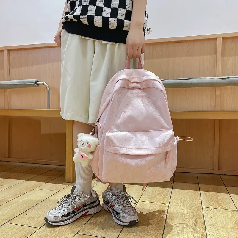 Yalu Nylon Backpack Unisex Purple/Blue/Pink-16