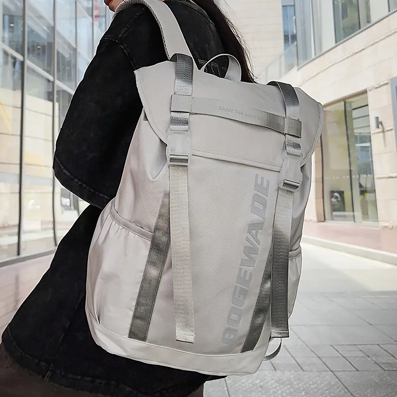 Yalu Nylon Backpack Unisex Light Grey/black/khaki-18