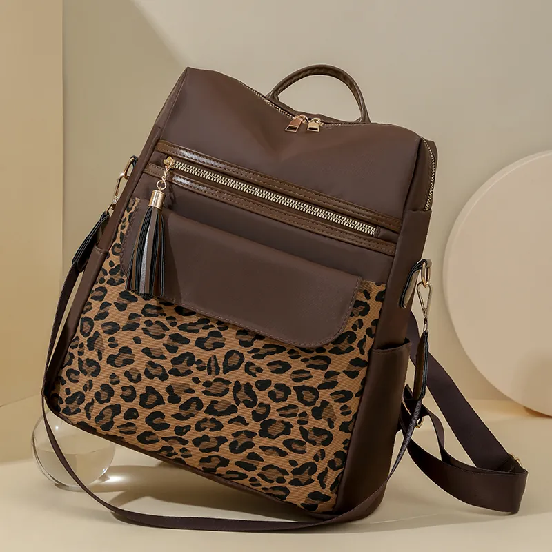 Yalu Nylon Backpack Regular Women's Ecru/Black/Coffee-10