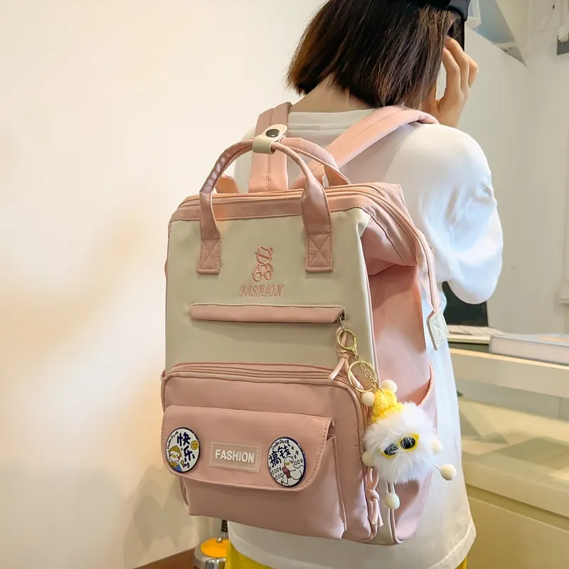 Yalu Nylon Combo Backpack Portable Backpacks Regular Unisex Multicolor-11