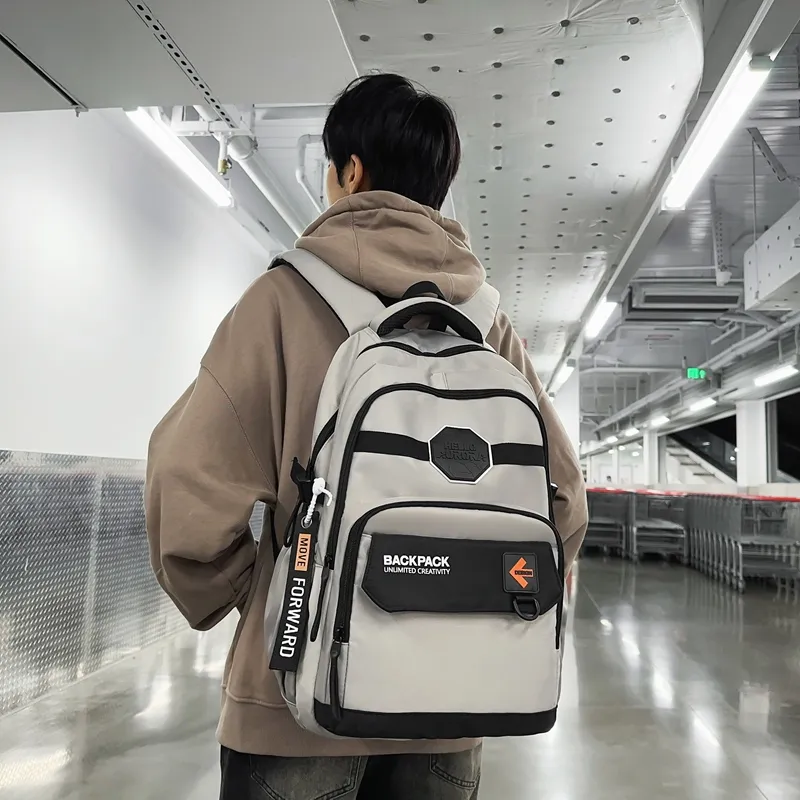 Yalu Nylon School Bag Travel Bag Hiking Backpack Unisex Trendy Khaki/Classic Black/Elegant Gray/Quality Gray Green-21