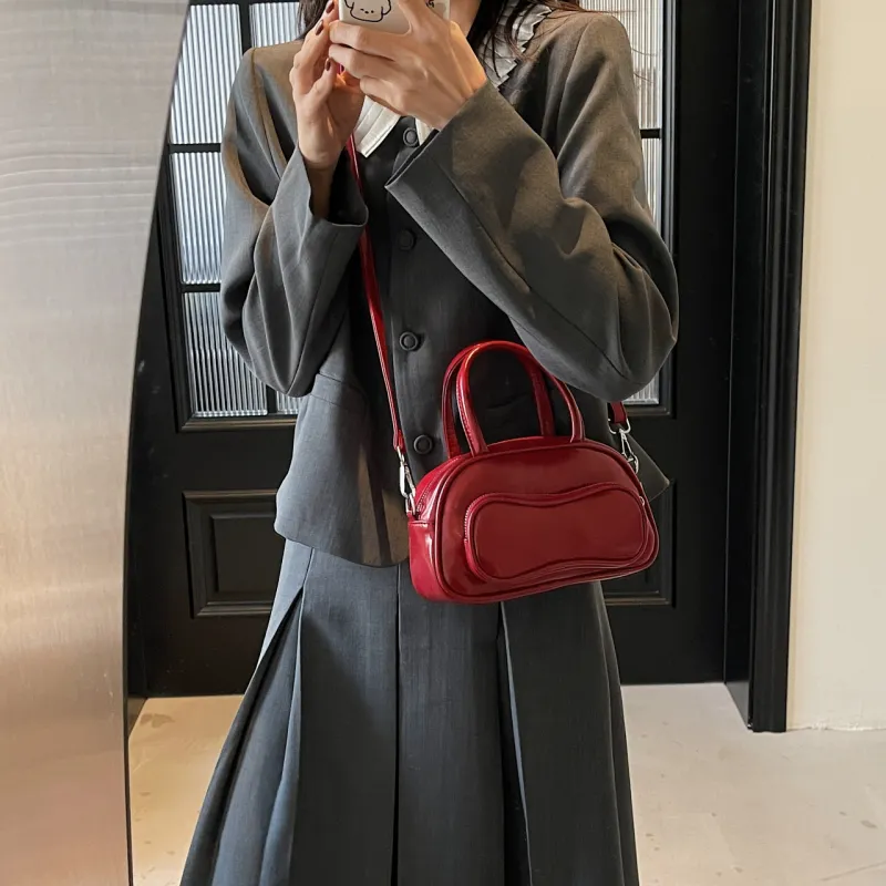 Yalu PU Shoulder Bag Crossbody Bag Handbag Regular Women's Black/Ecru/Burgundy/Blue/Pink-19