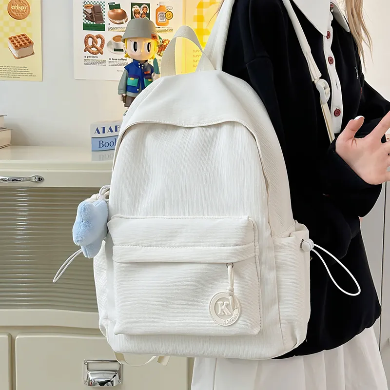 Yalu Polyester Backpack Unisex Pink/White/Yellow/Blue/Green/Black-9