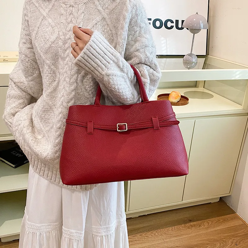 Yalu PU Handbag Regular Women's White/Black/Burgundy/Khaki-16