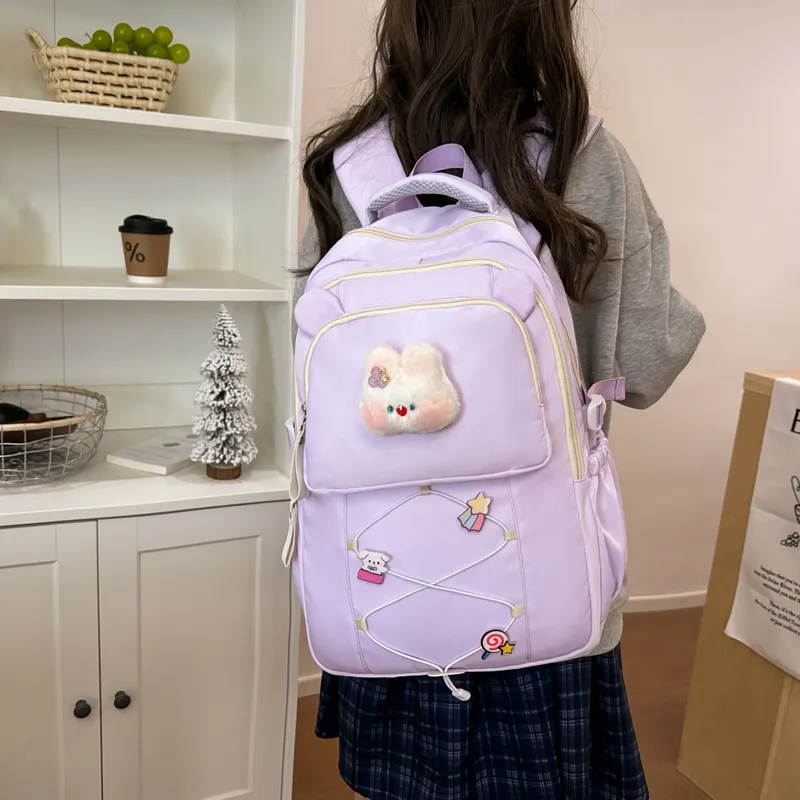 Yalu Nylon Backpack Women's Beige Yellow/Black/Burgundy/Purple/Pink-19
