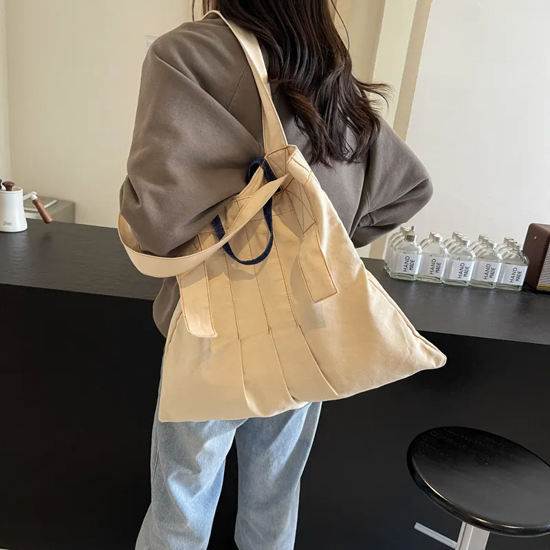 Yalu Fabric One Shoulder Handbag Regular Women's Coffee/Ecru/Gray-13