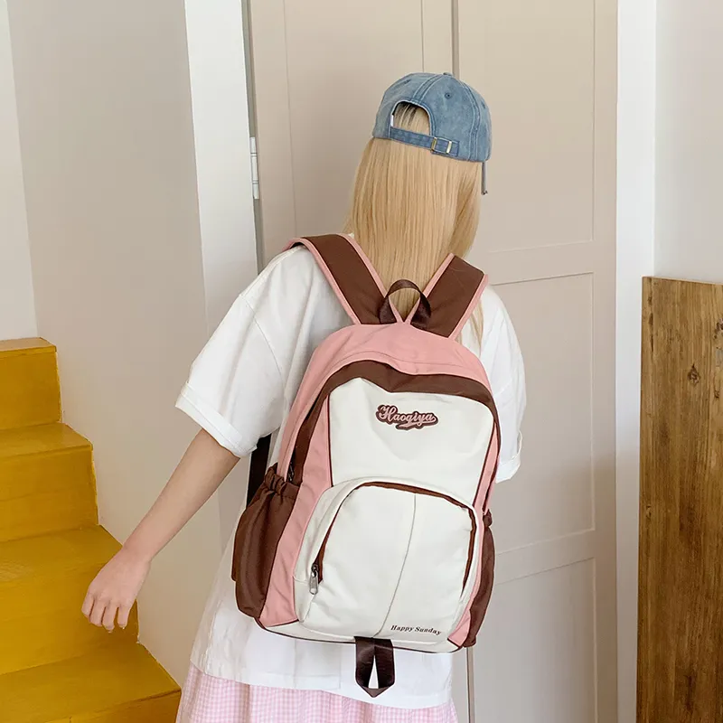 Yalu Nylon Fabric Backpack Unisex Multicolor-12