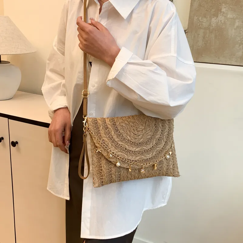 Yalu Woven Crossbody Bag Shoulder Bag Regular Women's Ecru/Khaki-11