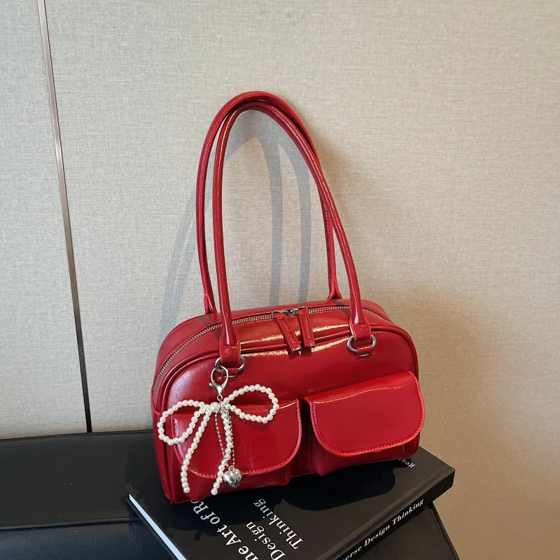 Yalu PU Shoulder Bag Women's Black/Red/Silver/White-8