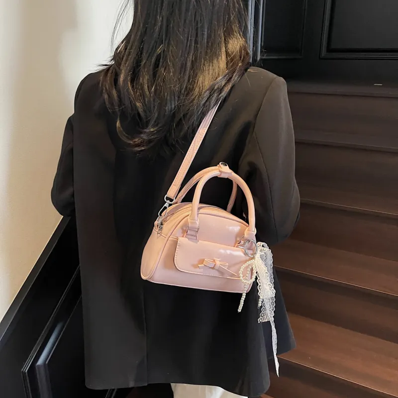 Yalu PU Boston Bag, Shoulder Bag, Crossbody Bag, Handbag Regular Women's Black/Blue/Burgundy/Ecru/Pink-32