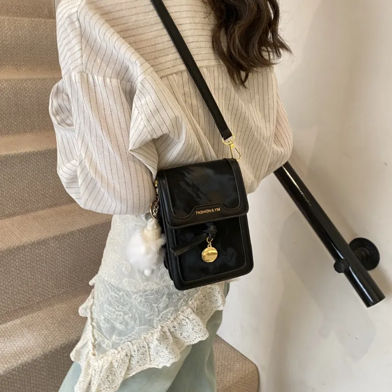 Yalu PU Cell Phone Pouch Crossbody Bags Shoulder Bags Regular Women's Black/Silver/Pink/White-3