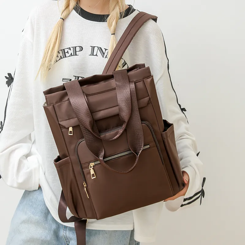 Yalu Nylon Fabric Backpack Women's Cherry Blossom Pink/Olive Green/Pearl White/Classic Black/Khaki/Coffee-11