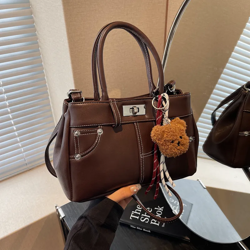 Yalu PU Minimalist Style Handbag Regular Women's Caramel Brown/Coffee/Black/Khaki-5