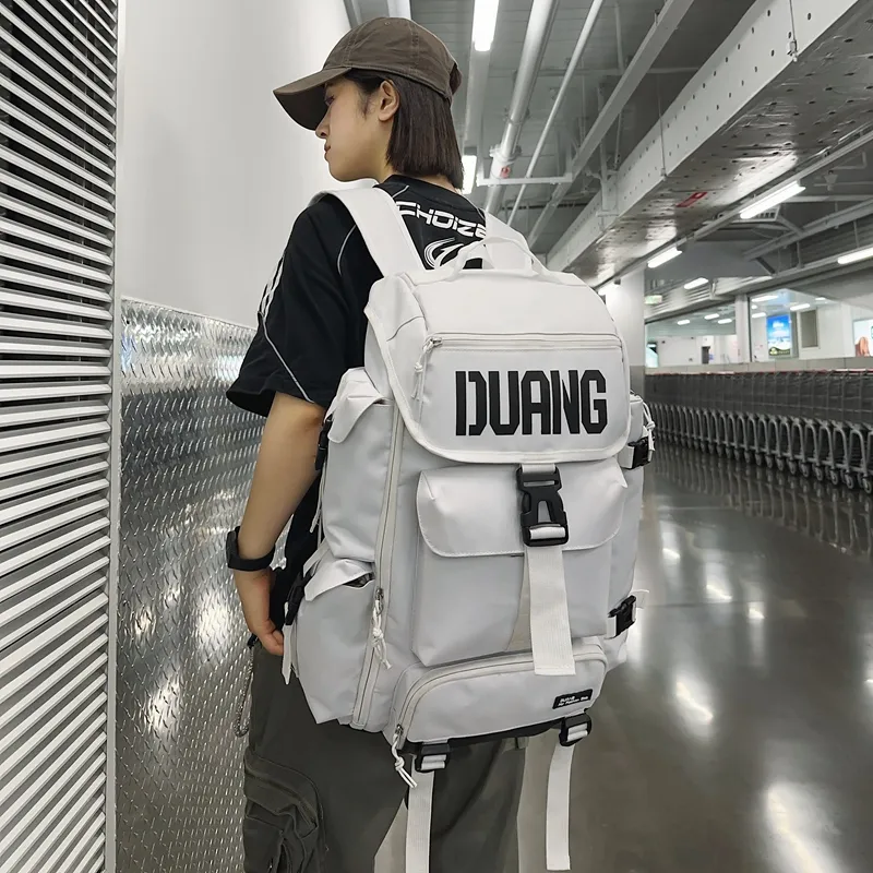 Yalu Oxford With Leather Film Backpack Unisex Multicolor-4