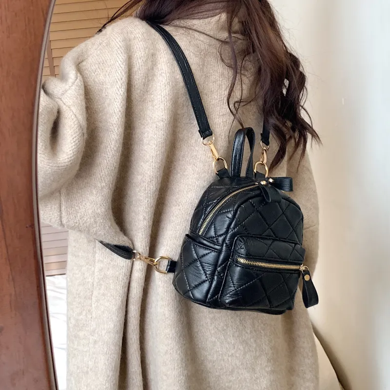 Yalu PU Backpack Regular Women's Black-5