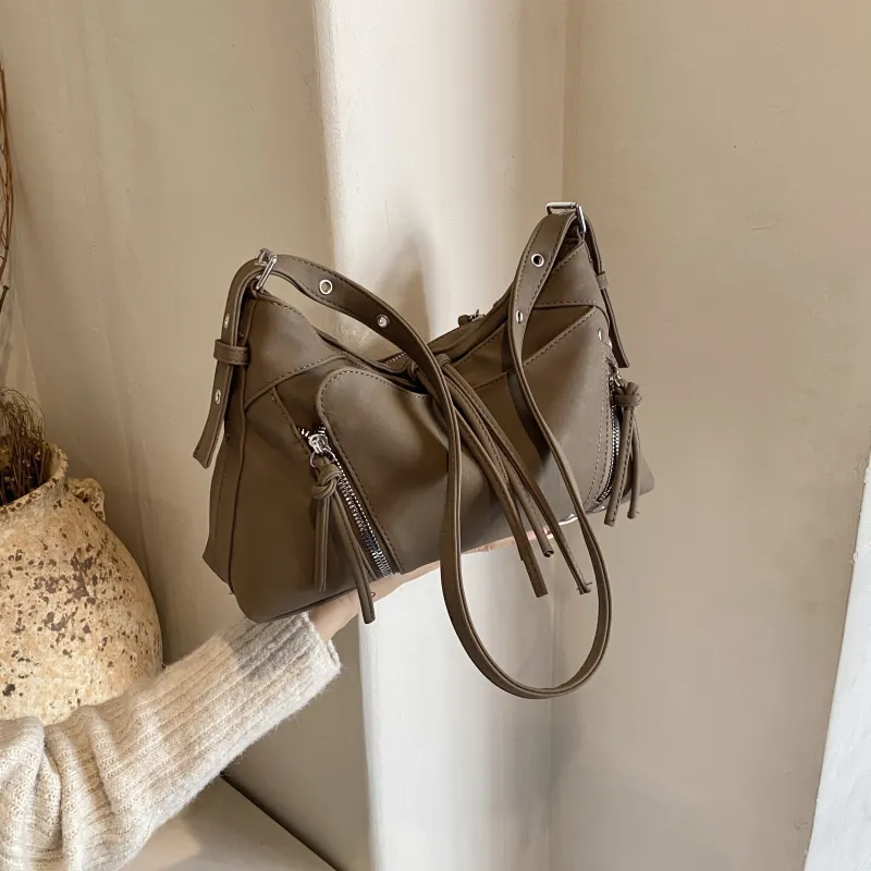 Yalu PU Shoulder Bag Regular Women's Coffee/Black/Khaki-16