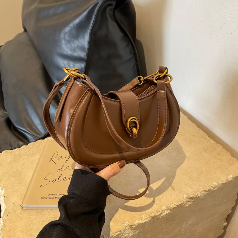 Yalu PU Saddle Bag, Shoulder Bag, Crossbody Bag, Handbag Women's Black/Coffee/Brown-2