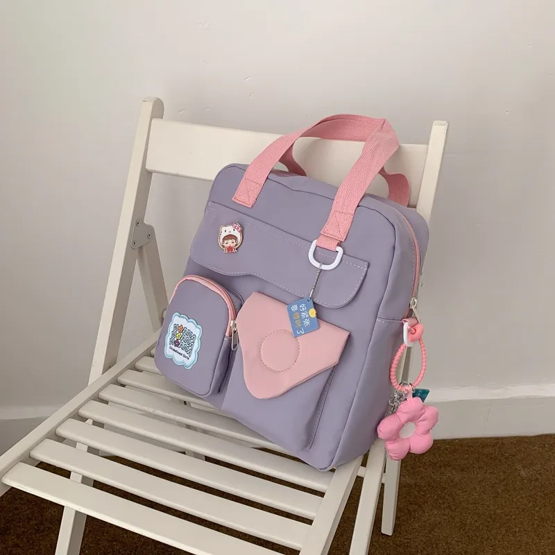 Yalu Nylon Backpack Regular Women's White/Black/Purple/Blue/Pink-5