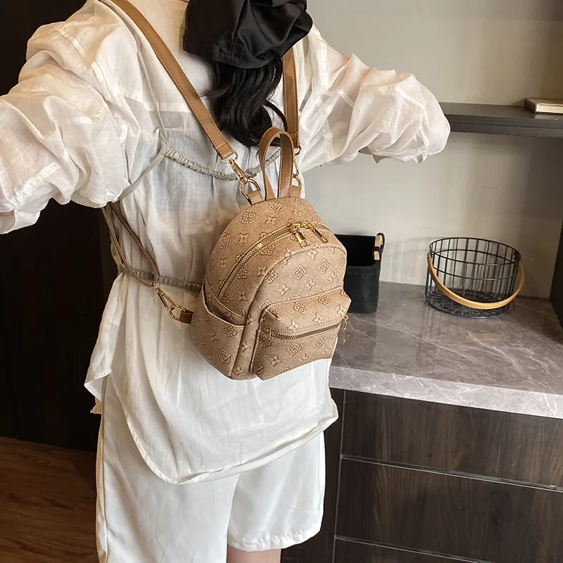 Yalu PU Backpack Women's White/Khaki/Coffee-2