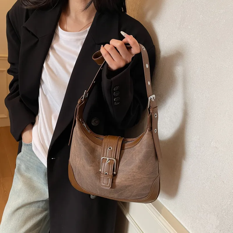 Yalu PU Crossbody Bag, Shoulder Bag Regular Women's Dark Tea/Ecru/Blue/Coffee-23