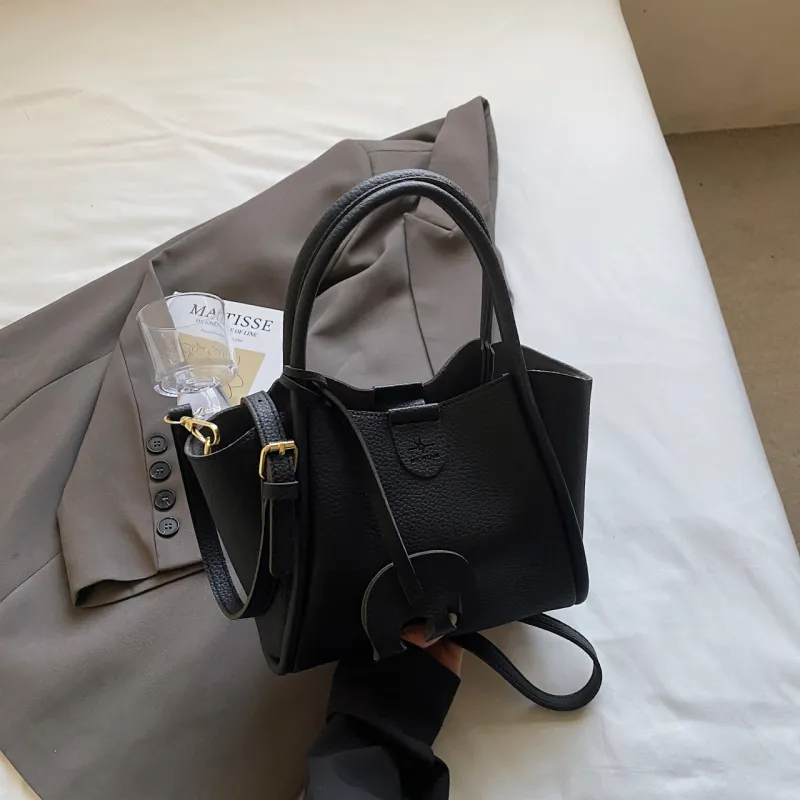 Yalu PU Handbag Women's Black/Ecru/Coffee/Brown/Khaki-5