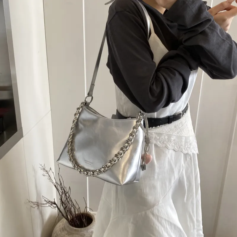 Yalu PU Portable Crossbody Bag, Shoulder Bag Regular Women's White/Silver/Black/Pink-10