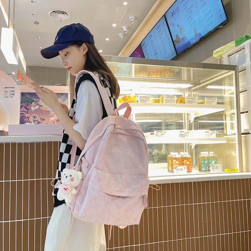 Yalu Nylon Backpack Unisex Purple/Blue/Pink-18