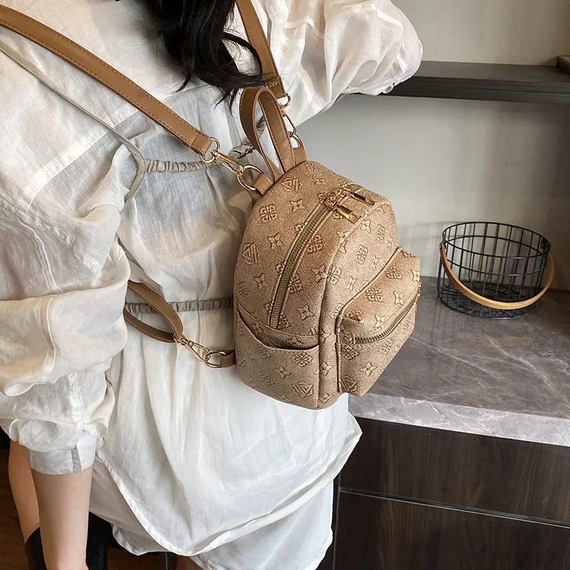 Yalu PU Backpack Women's White/Khaki/Coffee-3