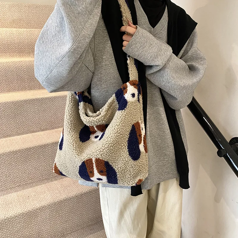 Yalu Cotton Shoulder Bag, Handbag Regular Women's Puppy/Plaid-2