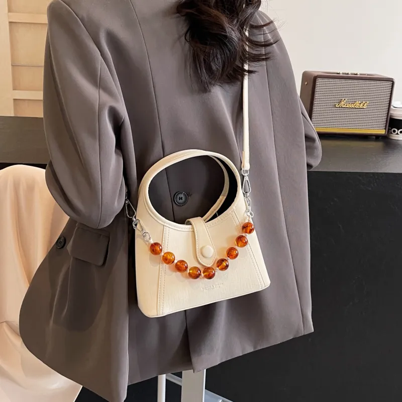 Yalu PU Shoulder Bag, Crossbody Bag, Handbag Women's Black/Ecru/Pink/Silver-12
