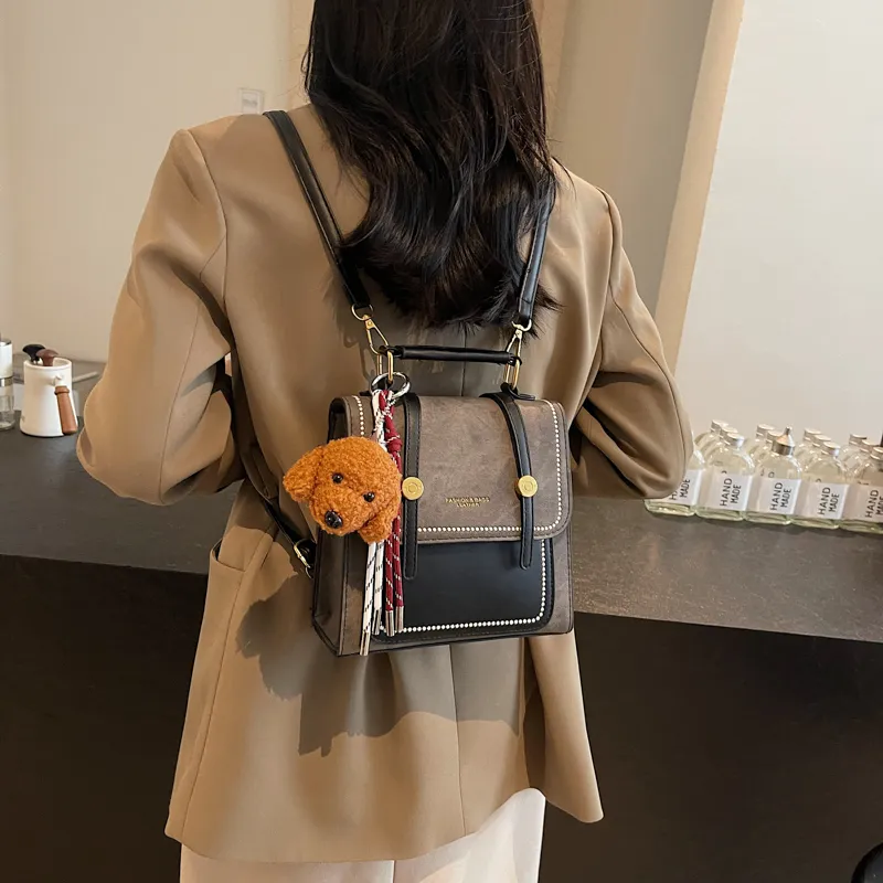 Yalu PU Backpack Regular Women's Yellow Brown/Ecru/Black/Coffee/Blue/Pink-2