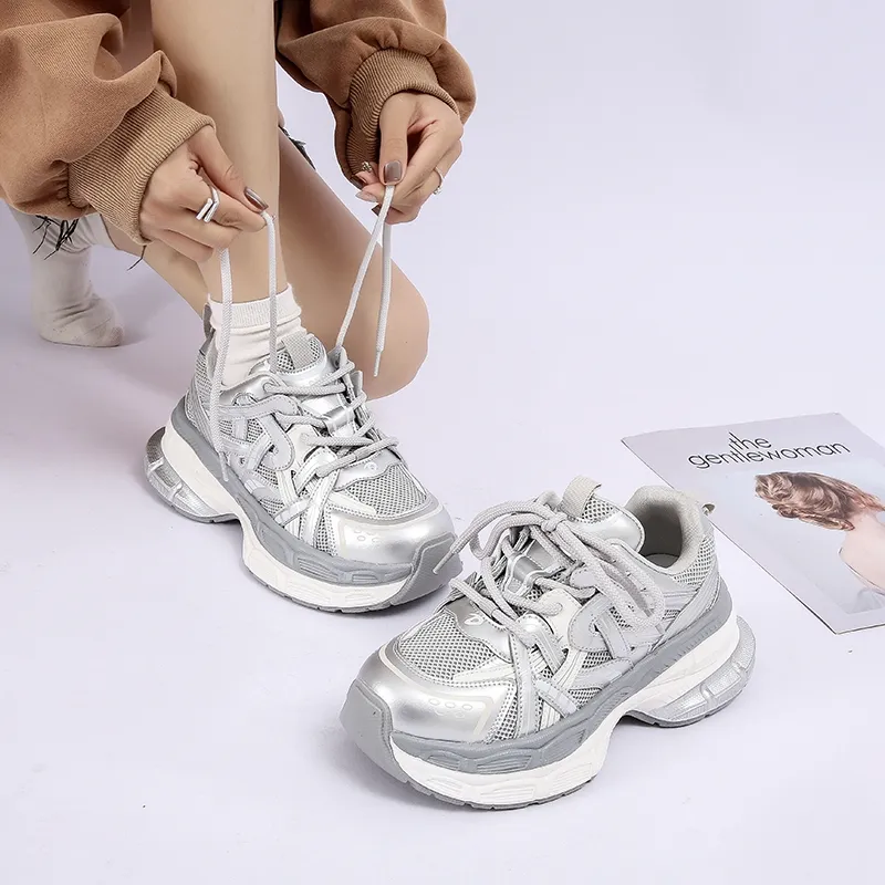 DAPHNE Slip Resistant, Abrasion Resistant, Lightweight, Height Increasing Low Top Chunky Sneakers Women's-4