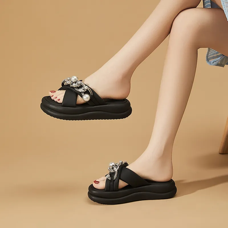 DAPHNE PVC Polyvinyl Chloride Quiet, Odor Resistant, Abrasion Resistant Slide Slippers Women's-2