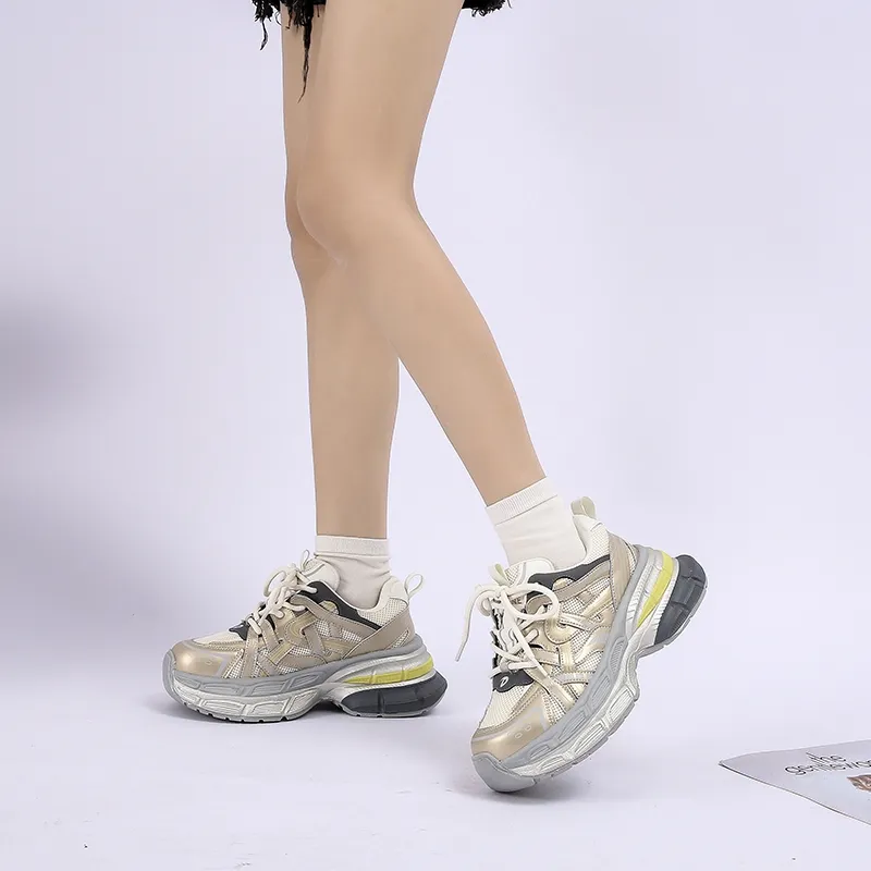 DAPHNE Slip Resistant, Abrasion Resistant, Lightweight, Height Increasing Low Top Chunky Sneakers Women's-7