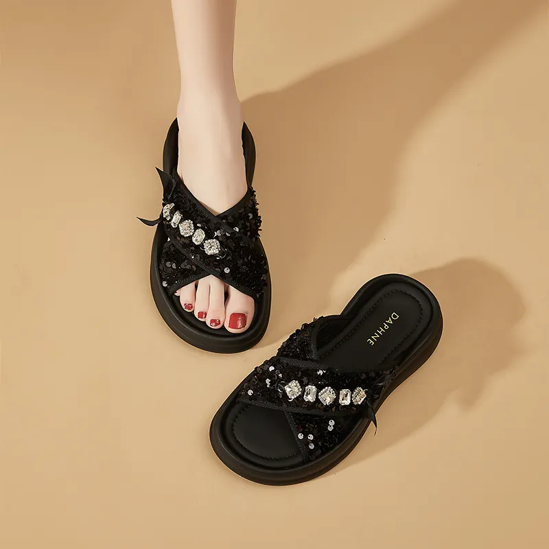 DAPHNE PVC Polyvinyl Chloride Quiet, Odor Resistant, Abrasion Resistant Slide Slippers Women's-7